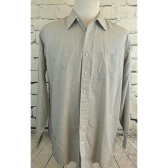 Stafford Striped Wrinkle Free Long Sleeve Button Up Dress Shirt X-Tall 17 35/36 - Picture 1 of 11